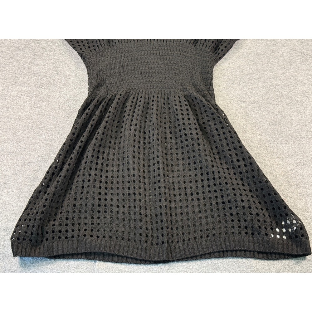 Cupshe Swim Cover Up Women Size L Black Crochet Smocked Waist Boho Mini Dress - Picture 5 of 14